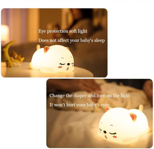 Image of Light Lamp - Night Light for Kids, Girls & Boys | Cute Bedroom Decor for Women | Valentine Special (Cute Cat Lamp)