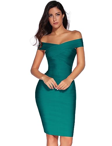 meilun Women's Rayon Off Shoulder Bandage Bodycon Party Dress