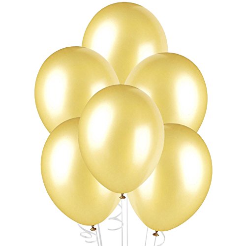 SHATCHI Metallic Colour Pearlized 12" Helium Quality Latex Balloons Birthday Wedding Anniversary Christening Christmas Communion Party Decoration Baloon, Gold, 100pcs