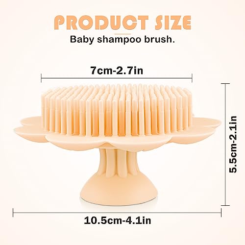 Image of Baby Bath Silicone Brush Shower Scalp Brush Exfoliate and Massage Shampoo Scalp Scrubbie for All Hair Kid Newborn Toddler（Yellow）