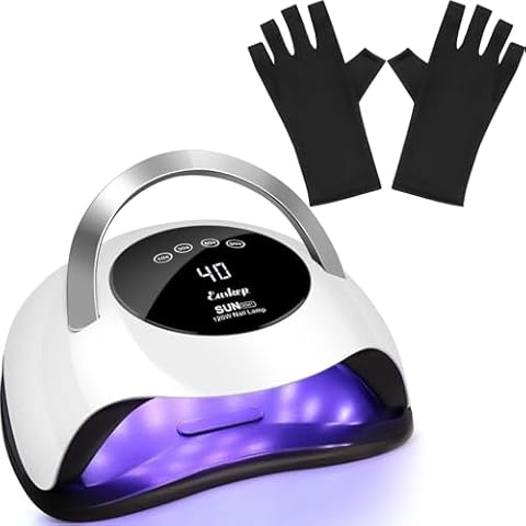 Easkep 120W UV Light for Nails - UV Nail Lamp with UV Gloves Kit Nail Dryer UV Lamp for Gel Nails UV LED Nail Lamp Professional for Home and Salon Cover