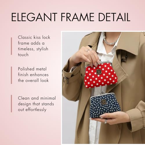 Image of MOCA Coin Purse for Women Mini Purse Small Wallet Ladies Coin Pouch Kiss Lock Clutch Coin Pouch Compact Frame Lock Portable Travel Coin Wallet for Women (Design 2)
