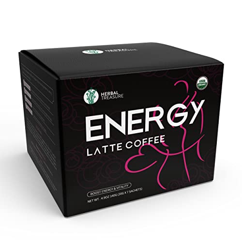 WL Herbal Treasure Energy Coffee- Maca Coffee Instant Coffee 4-in-1 Mushroom Coffee, Man Energy Latte Coffee , Organic Coffee, Tongkat ali , Maca, Ganoderma, Cordyceps. Immune Support & Stress Relief, 20 g, Pack of 7.