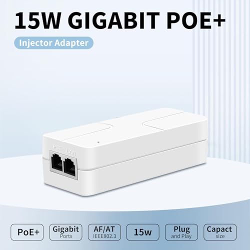 Inyector PoE hasta 30 W, Adaptador PoE de 2,5 Gigabit para Cámaras IP y Teléfonos IP, Distancia de Red hasta 100 m, Fuente de Alimentación PoE con Certificación UL, Blanco miniatura 3