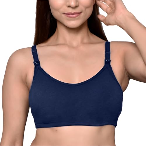 Image of Inner Sense Organic Cotton Bamboo Nursing Bra for Women I Non Padded Feeding Bra with Keyhole Back Design and Wire Free I Maternity Innerwear with Full Coverage