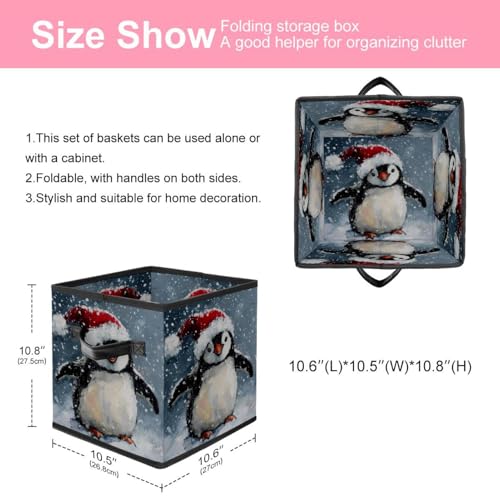 Boîte de rangement de Noël pingouin pour armoires et étagères cubes - 3