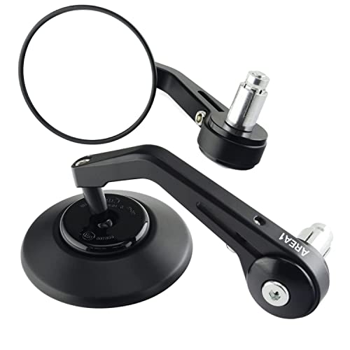 Area1 Rétroviseurs de Guidon de Moto Universel Retroviseur embout de Guidon rond Homologué E, Certification CE 7/8' 22mm compatible avec BMW KTM Yamaha Honda Kawasaki KSR Moto Suzuki Triumph