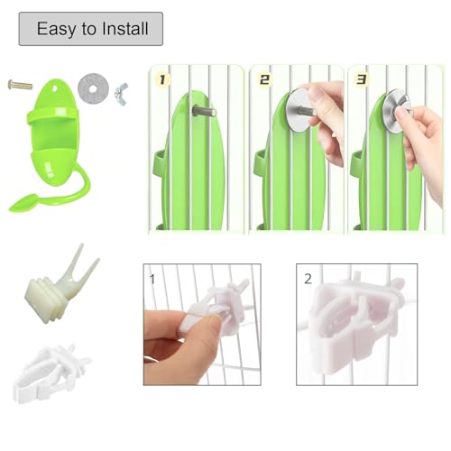 Support alimentation 3 en 1 cage oiseaux avec pinces et fourchettes