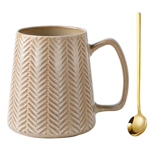 KOPYFANTAP Taza Grande de 700 ML, Tazas de Café Jumbo de Cerámica con Cuchara, Tazón Gigante de Porcelana con Mango