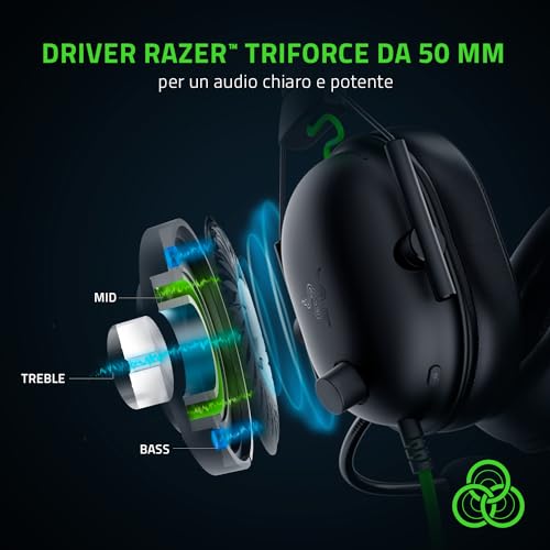 BlackShark V2 X - Cuffie da Gioco Esports Cablate Multipiattaperma (Driver TriForce da 50 mm, Microfono cardioide HyperClear, Audio Surround 7.1) Nero - Cuffia gaming - Immagine 2