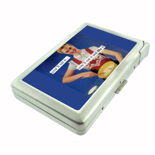 You'll Eat It and Like It Retro Housewife Double-Sided Cigarette Case with Lighter, ID Holder, and Wallet D-498