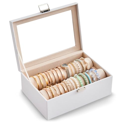 Lolalet Armband-Organizer, Bracelet Display Schmuck Box Aufbewahrungsbox mit Rollen für Armreifen Uhren, Klare Deckel Halter für Frauen Mädchen-...