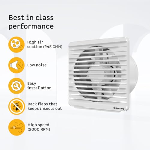 Image of atomberg Efficio Orb Exhaust Fan 150mm (6 Inches) |BLDC Motor|6.8W| Low Noise|2000 RPM|Ideal for Bathroom,Kitchen|Easy to Clean |Installation-Round Cut (153mm) | 2 Years Warranty (Gloss White)