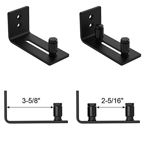 Winsoon Sliding Barn Door Floor Guide Wall Mount Adjustable Double Roller Hardware For Bottom Black With Screws(1 Set) #TOP3