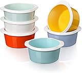 LOVECASA Backform Kuchenform, Soufflé Förmchen porzellan, 6-teilige mini Auflaufform Ofenformen für Crème Brûlée Dessert Souffle, Runde Form, Füllmenge 160 ml, optimale Füllmenge 140ml