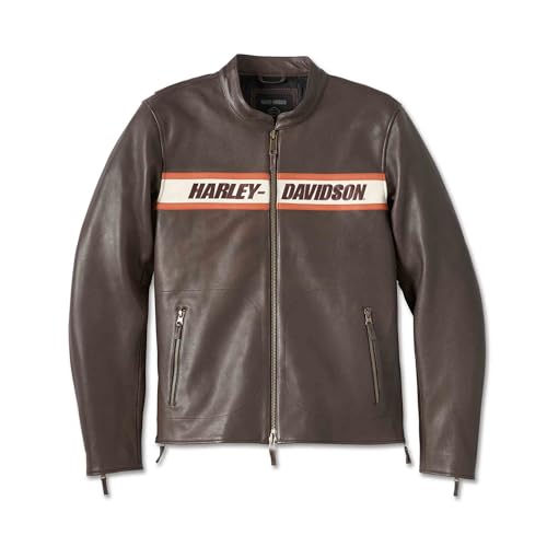 HARLEY-DAVIDSON Herren Lane II Biker Motorradjacke aus Leder mit Protektoren Männer Protektorenjacke Vintage Motorcycle, 2XL