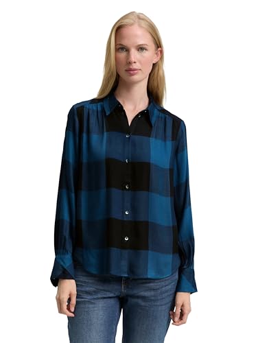 TOM TAILOR 1047583 Blusas, 38725-Blue Taupe Check, 42 para Mujer