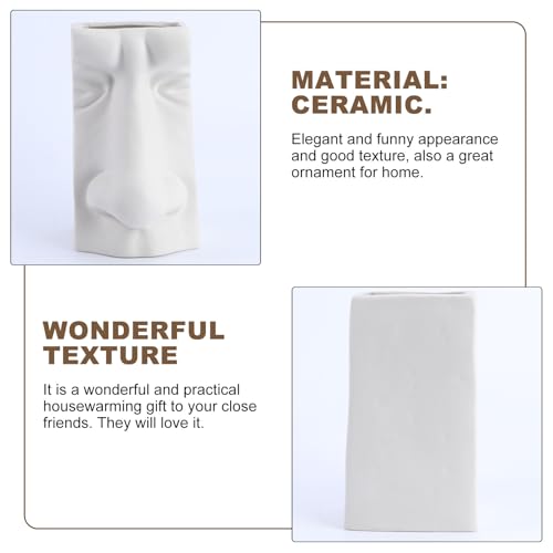 Vase en céramique blanc visage haut de gamme style moderne - 4