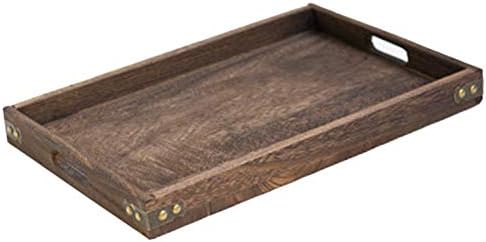 ZDYS Wooden Serving Tray with Handles, Rustic Wood Decorative Tray, Rectangle Breakfast Trays, Food Serving Tray for Fruit Coffee Tea Cupcake Dinner Party Farmhouse Platter