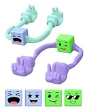 Geschenke für Männer Frauen Mädchen Jungen Handy Halterung: 2 Stück Weihnachten Handyhalter Yeah-Geste Handyhalter mit Stimmungswürfel Handyständer für Tisch Kleine Gadgets für Weihnachten Geburtstag