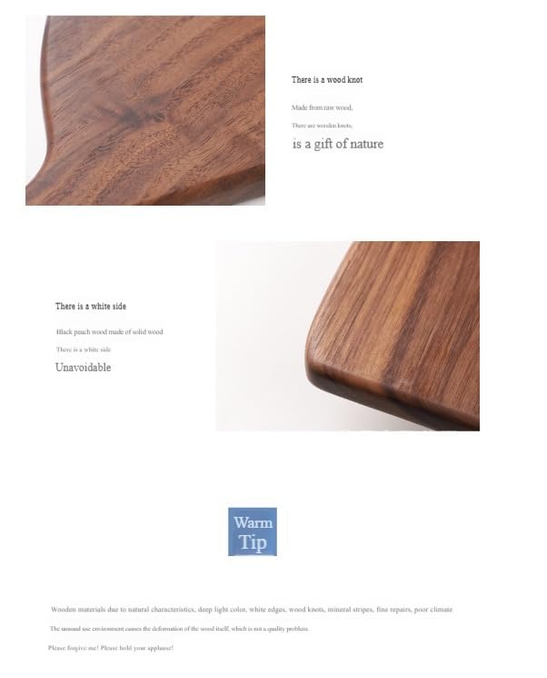 Tabla de Cortar de Madera de Nogal para Pareja, Tabla de Madera Sólida para Cortar Carne, Pan y Frutas, con Asas, para Uso en Cocina (Nogal Negro) miniatura 6