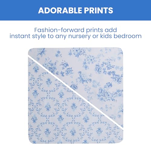 Image of Delta Children 100% Organic Jersey Cotton Baby Receiving Blankets for Girls and Boys - 30x40 Inches - GOTS Certified (Pack of 2), Blue Botanicals