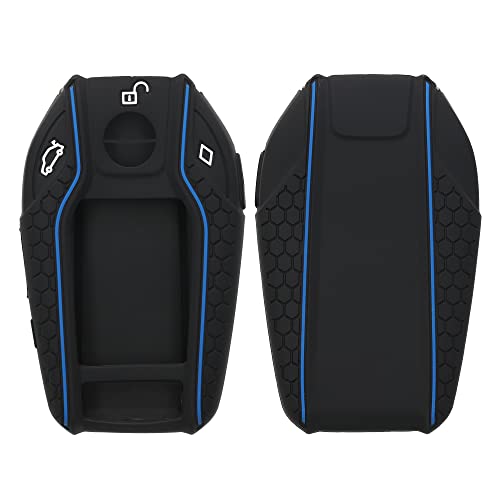 kwmobile Coque clé de Voiture Compatible avec BMW avec écran Accessoire clé Voiture - Protection étui Souple en Silicone - Noir-Bleu