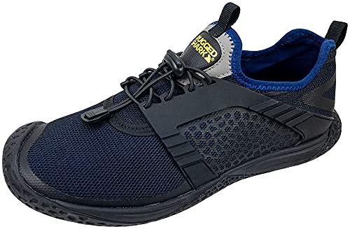RUGGED SHARK Men's Activewear Athletic Water Shoes, WaterX Men's Drainage with Bungee Lace Up, Sports Water Slip on Sneaker, Navy, Men's Size 12 RUGGED SHARK Men's Activewear Athletic Water Shoes, WaterX Men's Drainage with Bungee Lace Up, Sports Water Slip on Sneaker, Navy, Men's Size 12