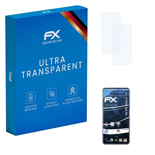 atFoliX Lámina Protectora de Pantalla compatible con ZTE Nubia X Película Protectora, ultra transparente FX Protector Película (Set de 3)