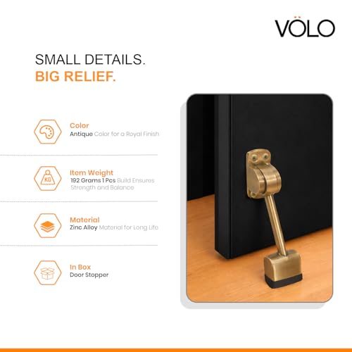 Image of Volo Powerful Working Antique Door Stopper Sqaure with Screws for Home, kitches and Offices (Color : Antique)