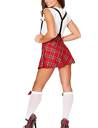 YUANMO Dames schoolmeisjeskostuum sexy cosplay riem houder rok lingerie set sexy schoolmeisje kostuum outfit - Afbeelding 3