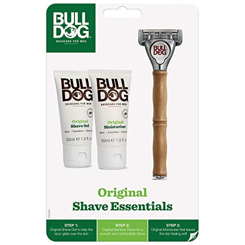 Bulldog Skincare and Grooming Original Razors for Men Shave Kit with Original Shave Gel and Original Moisturizer