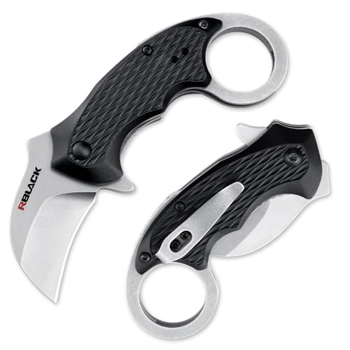 RBLACK Claw Folding Knife for Men, Black Stainless Steel Blade, Aluminum Handle with Clip, Small Pocket Knives for EDC Camping Fishing Hiking Outdoor