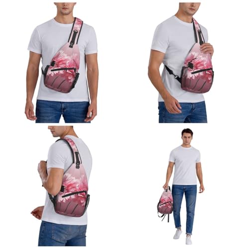 Mochila cruzada floral rosa para hombre y mujer miniatura 7