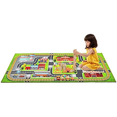 Kapler Kids Rug Play Mat Children Rug City Life, Non-Slip Rug for Child Climbing Playing with Cars and Toys, Safety to Have Fun and Education Study Cover