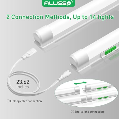 Image of ALUSSO 4FT LED Shop Lights with 5CCT Selectable-2100LM T8 Integrated Fixture, 10 Pack, 2700K-6500K Adjustable Color Temperature, Corded Electric with On /Off Switch for Garage /Workshop