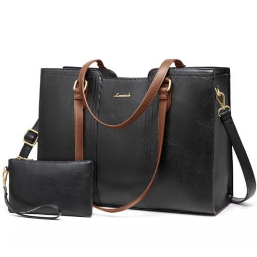 Image of LOVEVOOK Laptop Bag for Women - Waterproof Work Bag for Women & Vintage Laptop Tote Purse with Wristlet
