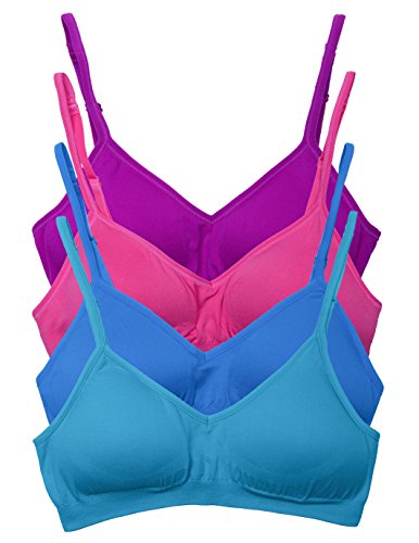 Kalon 4 Pack Demi Padded Bralette Adjustable Straps (M/L Busty, Jewels)