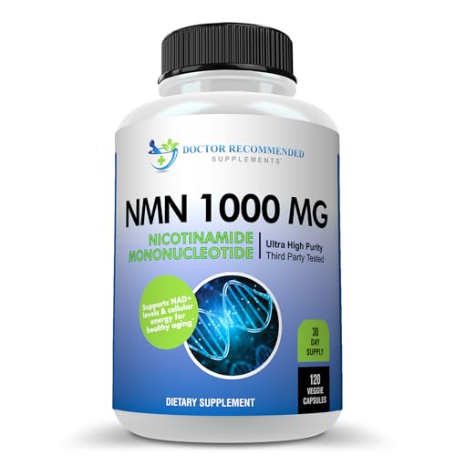 DOCTOR RECOMMENDED SUPPLEMENTS NMN 1000mg (Nicotinamide Mononucleotide) - 120 Veggie Capsules 30 Servings - Supports NAD+ Levels & Cellular Energy - Third Party Tested Non-GMO Gluten Free