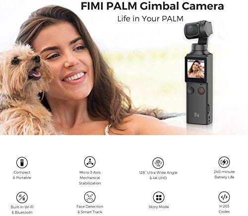 image for FIMI Palm Handheld 3 Axis Gimbal Stabilizer with Integrated Camera, At