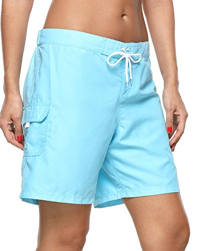 Sociala Long Boardshorts Women Swim Shorts Swim Bottoms Board Shorts with Pocket