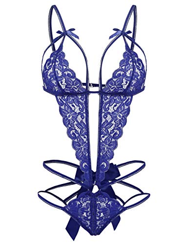 Image of Donnalla Women's Deep V Lace Teddy One Piece Lingerie Cutout Strappy Lingerie