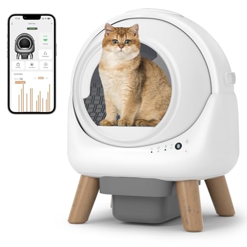 Selbstreinigende Katzentoilette mit 4 Sensoren, APP-Steuerung, Ideal für Mehrkatzen-Haushalte, Smartes Katzenklo in weiß für saubere Umgebung