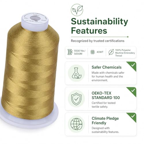Image of Simthread Embroidery Machine Thread 5000M 40WT Polyester, Khaki 348 | 5000M 40WT polyester thread feeds smoothly for home or commercial embroidery projects.