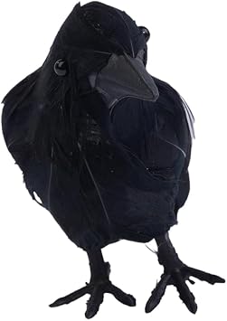 Artificial Feather Crow Halloween Black Raven Realistic Small Props for Halloween Party Indoor Outdoor Decorations
