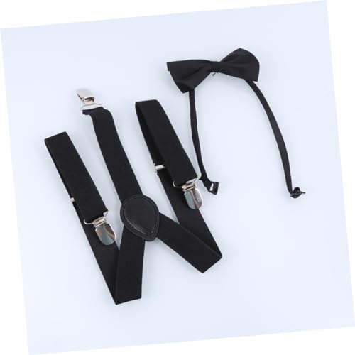 Academy Style Party Accessory Boys and Girls Elastic Band Set Boys Bow Ties and Suspenders Black Bowtie4