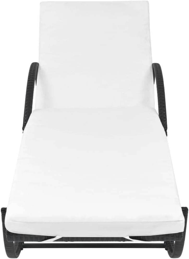 Sun Lounger with Cushion,Patio Furniture,Outdoor Seating,Sun Loungers Outdoor,Lounge Chairs for Outside,Lawn Chairs,for Outside,Patio,Yard,Lawn,Beach,Table Poly Rattan Black