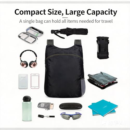 Mochila ligera plegable para senderismo y camping gris miniatura 2