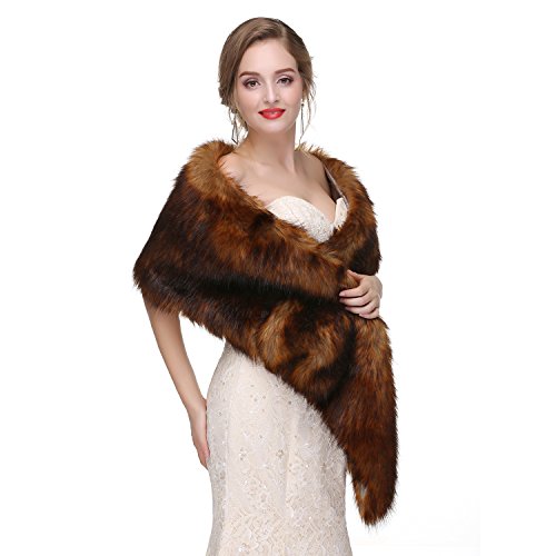Women's Faux Fur Bridal Shawls Wraps Ladies' Stoles Cape Shrug Coat2