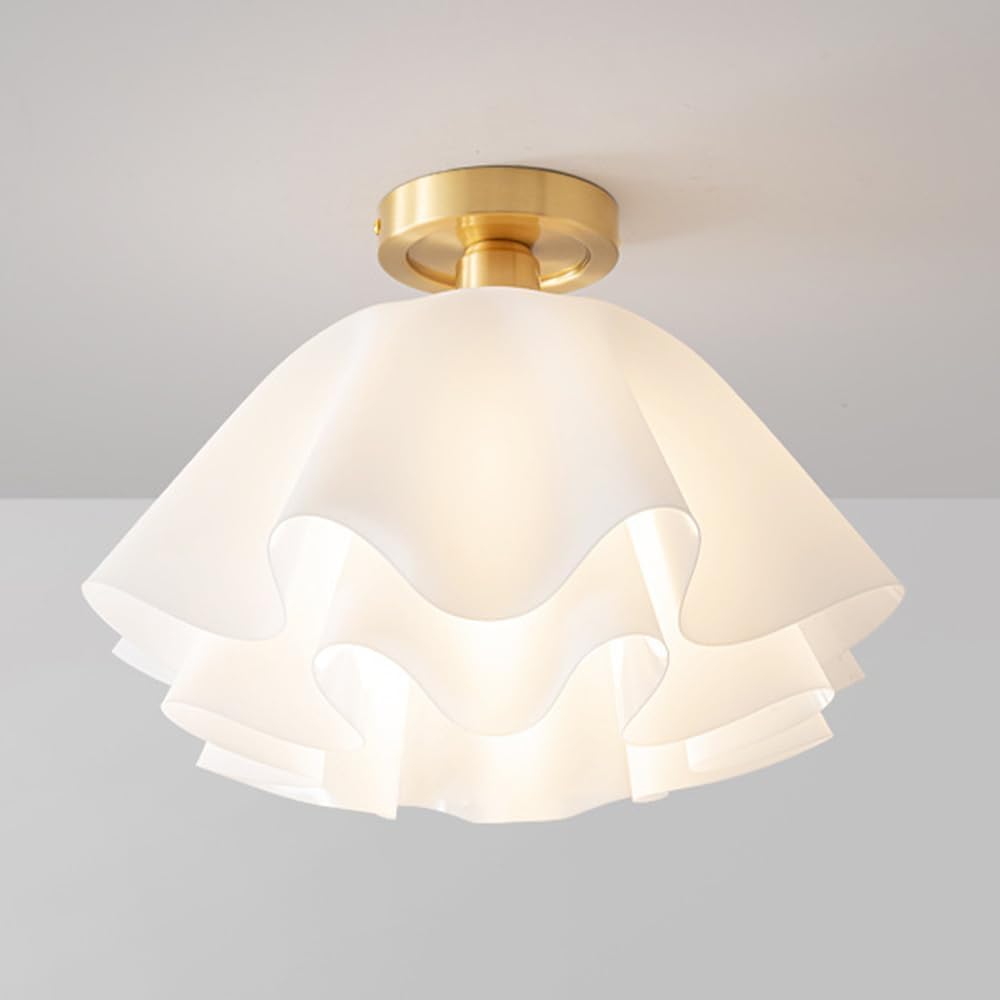 Olskfuh Light Mid Century Acrylic Semi Flush Mount Ceiling With Milk Shade - Hallway Ing Fixtures Round Base Copper Ceiling Lamp,Chandelier Lamps,